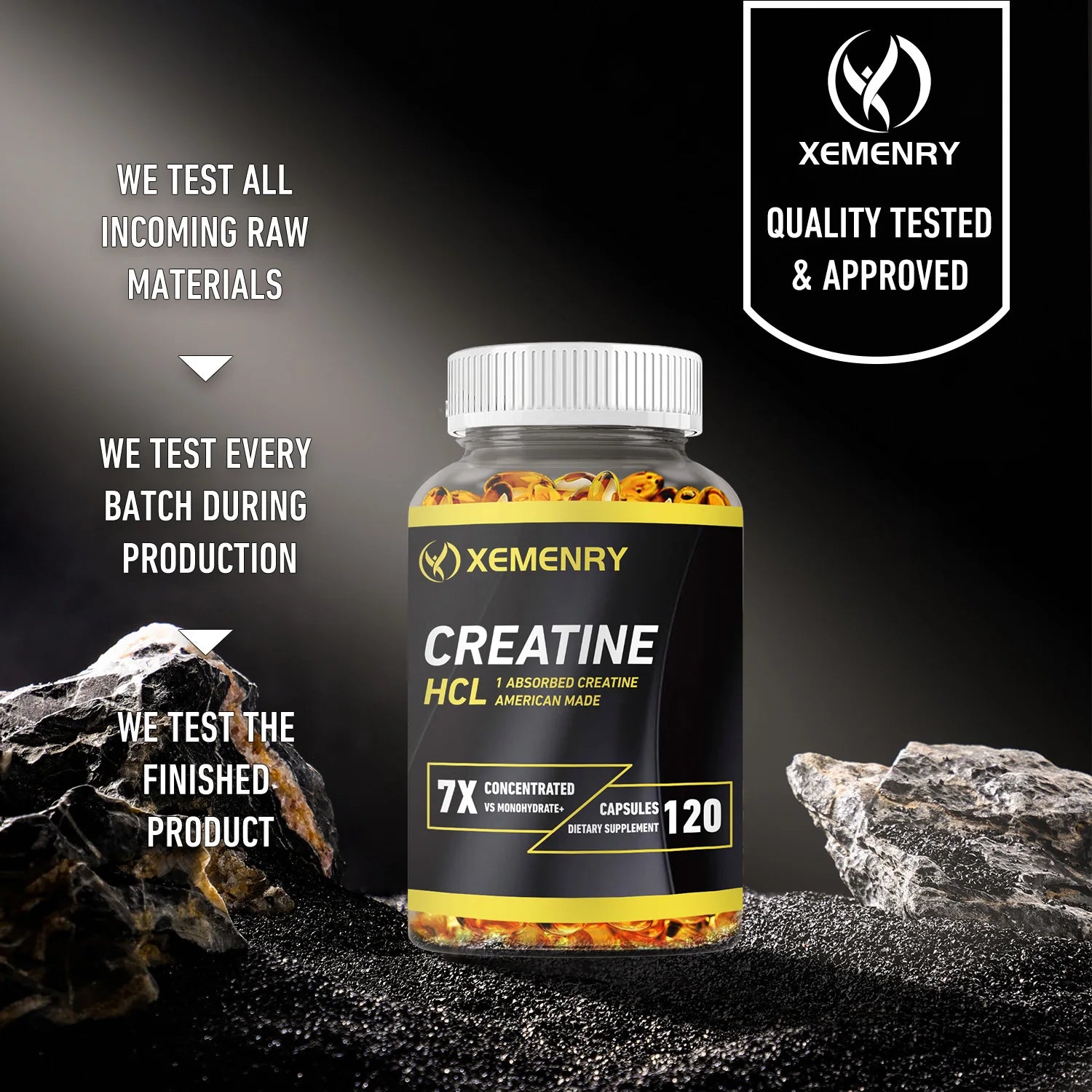 Creatine HCl - Améliore l'endurance énergétique et la masse musculaire, performances athlétiques améliorées - 120 gélules