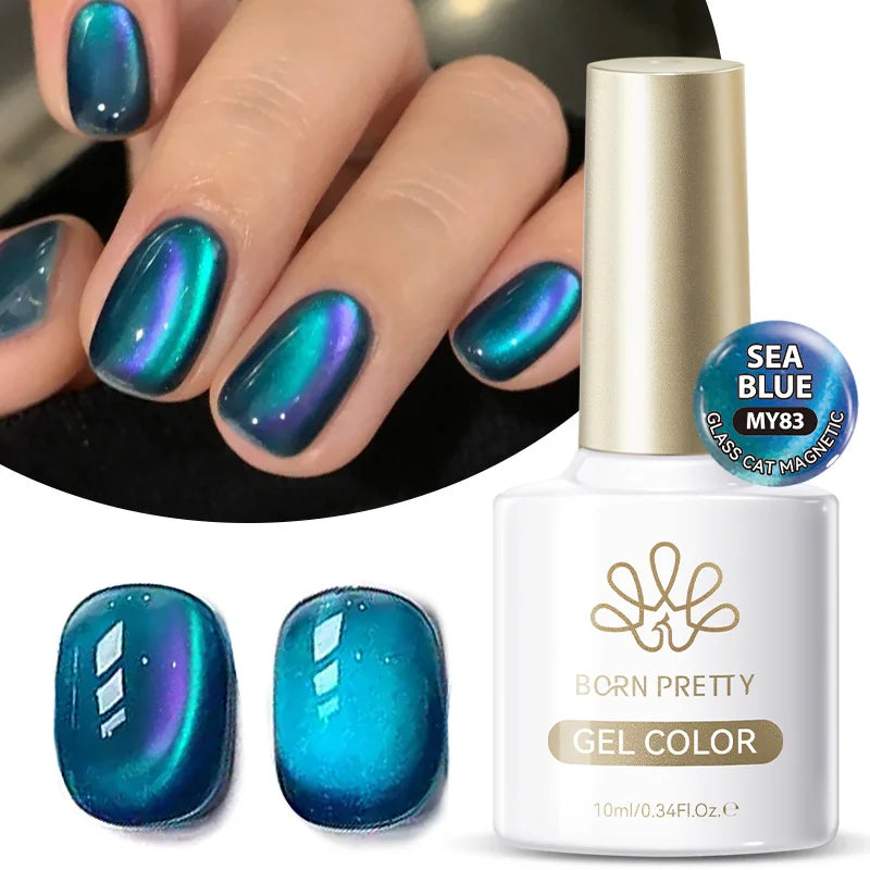 BORN PRETTY 10ml Gold Water Light Cat Magnetic Gel Polish Spaking Glitter Crystal Black Soak Off UV LED Vernis Manucure