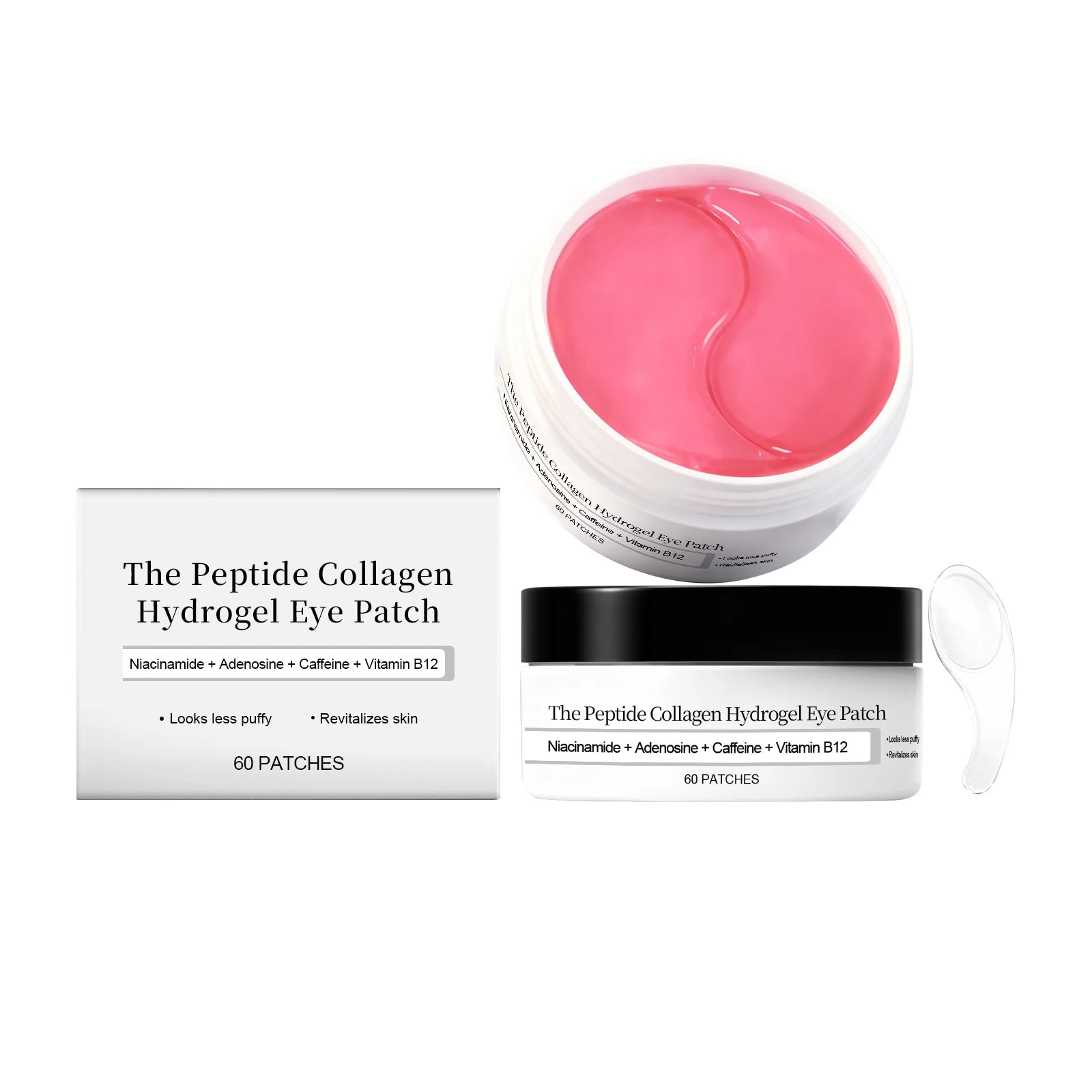 Patch pour les yeux en hydrogel de collagène peptidique Réduire les rides, les cernes avec le peptide de cuivre, la niacinamide, le gel hydratant raffermissant, coussinets pour les yeux