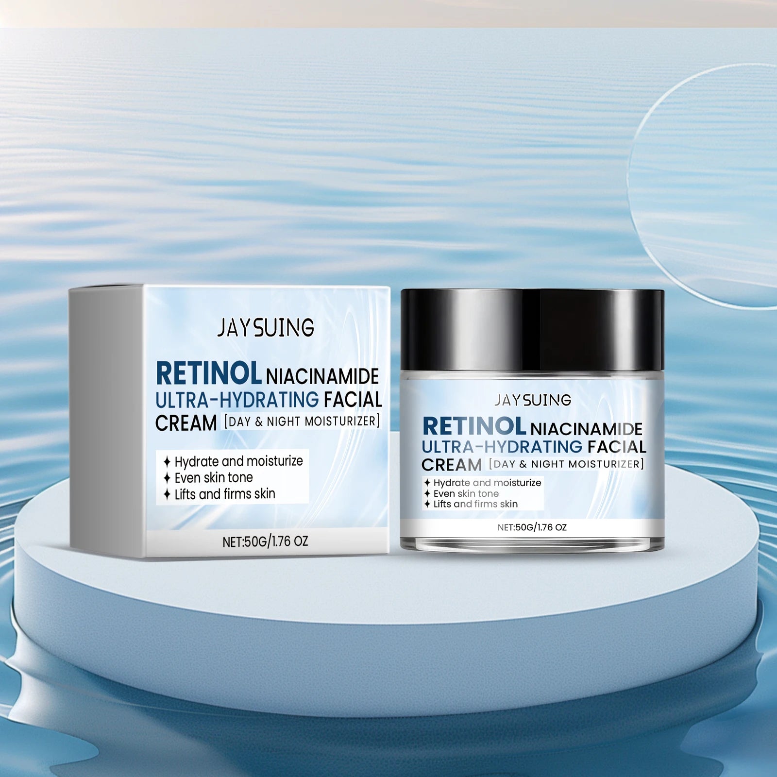 Hydratant pour le visage à la niacinamide, à l'acide hyaluronique, au rétinol, réparateur, barrière cutanée, crème hydratante longue durée de jour et nuit